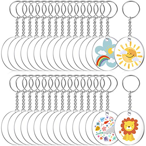 Audab Acryl-Schlüsselanhängerrohling, 108 Stück, transparente Schlüsselanhänger für Vinyl-Set, 36 Schlüsselanhängerringe und 36 Sprungringe für DIY-Schlüsselanhänger, Basteln und Vinyl-Projekte von Audab