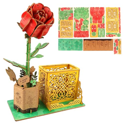 Audasi 3D Puzzle Holz DIY Blumenstrauß Blumen Hölzerne Blüte Handwerk Kits für Erwachsene Künstlerische Holzbausatz Modellbausatz Set Romantisches Geschenk für Geburtstag Valentinstag Muttertag von Audasi