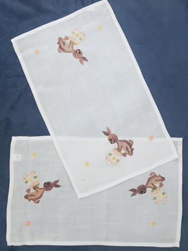 Aude Home Deckchen Platzdecke 30x45 cm Bestickt Osterhase 2er Packung von Aude Home