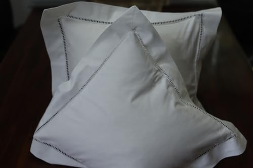 Aude Home Kissenhülle 40x40 weiß 2er Packung Baumwolle Hohlsaum mit Hotelverschluss konfektioniert (40x40 KH) von Aude Home
