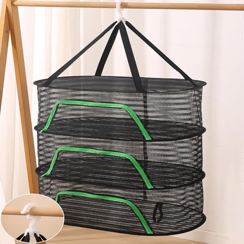 Audflay Hanging Drying Net with Zipper,Drying Net Herbs,Mesh Drying Net,Foldable Herb Dryer with Zippers,for Driing Seeds Fish Vegetable Fruit Herbs (Routine) von Audflay