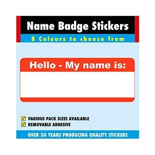 Audioprint Ltd.. 'Hello - My Name Ist ' - Name Abzeichen Sticker - Große 30 X 78mm Rechteckiges Farbcodierter Sticker Klebeetiketten - Wählen Sie Ihre Farbe/S und Anzahl - Rot, 30 x 78mm Rectangles von Audioprint Ltd.