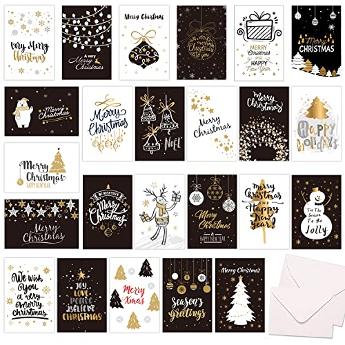 Weihnachtskarten, 24 Verschiedene Weihnachtspostkarten mit Umschlag set Doppelkarten/Klappkarten, Schöne und bunte Weihnachtskarten Lustig, Weihnachten Karte Postkarte Verschenken an Weihnachten von Auezona