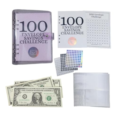 Aufquwk 100-Umschlag-Challenge,100-Umschlag-Spar-Challenge-Ordner | Sparherausforderungsbuch mit Umschlägen - 100 Umschläge Geldspar-Challenge, Spar-Challenge-Buch, Budgetordner, Geld-Organizer von Aufquwk