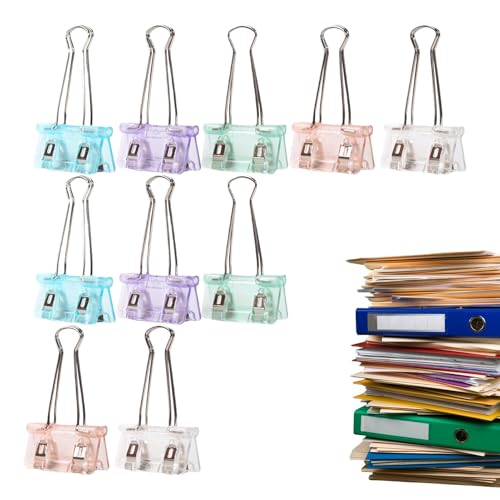 Aufquwk Binder-Clip-Set, niedliche Binder-Clips,Faltbare transparente Büroklammern | Niedliche, verschleißfeste Papierklammern, tragbare Heftklammern für Schule, Arbeit, Studium, Klassenzimmer von Aufquwk