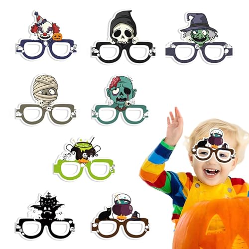 Aufquwk Cosplay-Party-Brillen, Partygeschenke-Brillen für Halloween, 8X Halloween-Party-Papierbrillen-Spaß, Lustige Party-Dekorationsbrille für Feier, Zuhause, Schule, Bar, Arbeitsplatz von Aufquwk