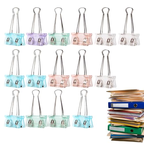 Aufquwk Niedliche Binder-Clips, transparente Binder-Clips | Faltbare transparente Büroklammern - Niedliche, verschleißfeste Papierklammern, tragbare Heftklammern für Schule, Arbeit, Studium, von Aufquwk