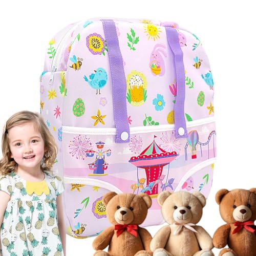 Aufquwk Puppentrage für Puppen,Puppentrage-Rucksack, Vordere Aufbewahrungstaschen für Puppenträger, America Doll 12 Zoll bis 18 Zoll Puppentrage, vordere Aufbewahrungstaschen für kleine Mädchen von Aufquwk