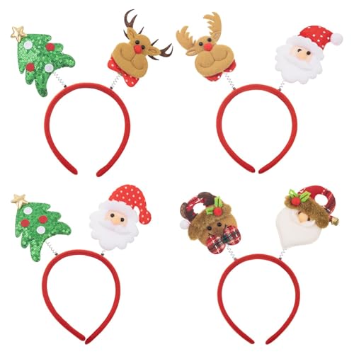 Aufquwk Weihnachtshaarband,Stirnband Weihnachten | 4X Weihnachtskostüm Stirnband Tierohren Stirnband | Niedliche Weihnachts-Haarband-Boppers, Partyhüte, Tierohren, Stirnband, Party, Cosplay, von Aufquwk