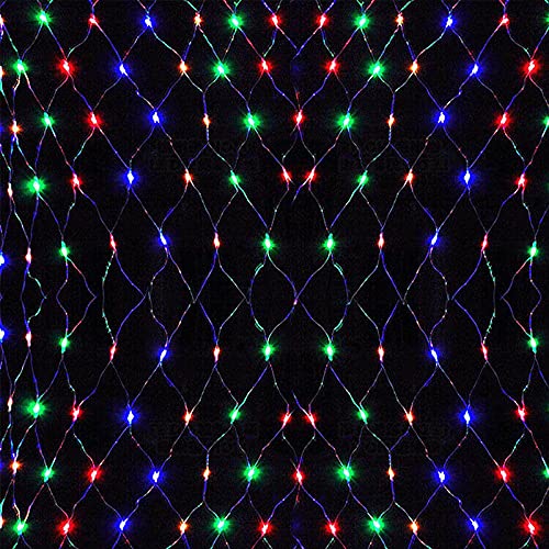 AufuN LED Lichternetz 3 x 2 m Vorhang Lichter Netz Beleuchtung Deko Weihnachten Net lights Halloween, Hochzeit, Party oder Stimmung Lichter 250LEDs RGB von AufuN