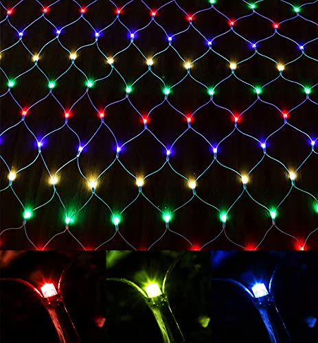 AufuN LED Lichternetz Led Lichterkettennetz 3 x 2m Lichterkette Strombetrieben mit stecker, 8 Modi Lichtervorhang für Weihnachten, Halloween, Außen Innen Garten, Hochzeit, Party (250LEDs RGB) von AufuN