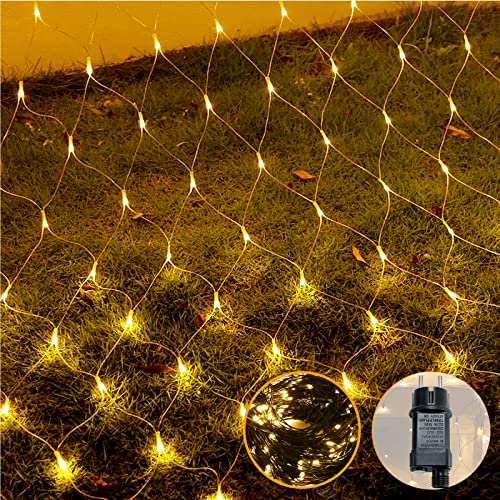 AufuN LED Lichternetz Led Lichterkettennetz 3 x 2m Lichterkette Strombetrieben mit stecker, 8 Modi Lichtervorhang für Weihnachten, Halloween, Außen Innen Garten, Hochzeit, Party (250LEDs Warmweiß) von AufuN