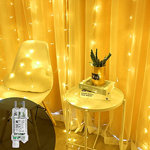 AufuN LED Vorhang Lichterkette Lichtervorhang Lichterketten 3x3m, IP44 Wasserdicht, LED Lichter für außen innen Garten, Hochzeit, Weihnachten, Party, 8 Modi, mit Stecker, Warmweiß von AufuN