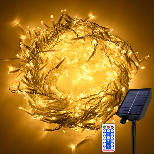 AufuN Solar Eisregen Lichterkette Außen, 15M 600 LED Weihnachtsbeleuchtung Eiszapfen Lichterkette mit IP65 Wasserdicht & Timer, 8 Modi & Memory Lichterkette für Aussen Innen Weihnachtsdeko - Warmweiß von AufuN