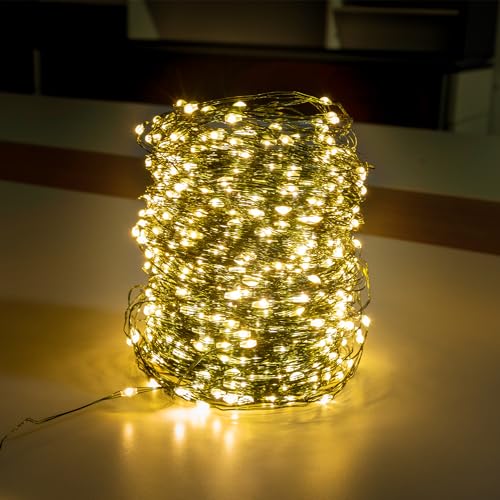 Aufun 100m LED Lichterkette 1000LEDs Warmweiß - Außenlichterkette Weihnachtsbaum Lichterkette mit 8 modi Wasserdicht IP44 Weihnachtsbeleuchtung - für Hochzeit, Party, Garten (100m, 1000LEDs, WarmWeiß) von AufuN