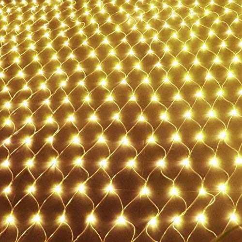 Aufun LED Lichternetz 6 x 4 m Vorhang Lichter Netz Beleuchtung Deko Weihnachten Net lights Halloween, Hochzeit, Party oder Stimmung Lichter 480LEDs Warmweiß von AufuN