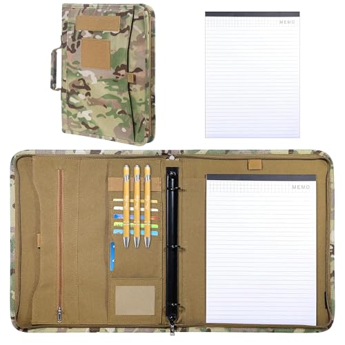 Taktischer Padfolio-Portfolio-Ordner mit Flugzeugbox und A4-Notizblock, 3-Ring, taktisches Notizbuch mit Reißverschluss, nachfüllbar, Militär-Notizbuch, Ordner für taktische Ausrüstung und Organizer von Augacage