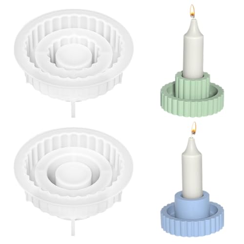 Silikonformen Gießformen Kerzenhalter, 2 Stück Rayher Silikon Gießform Kerzenhalter, Silikon Formen zum Gießen, Gießformen Silikon Kerzenständer, Silikonform Kerzenhalter für Stabkerzen und Teelichter von Augesak