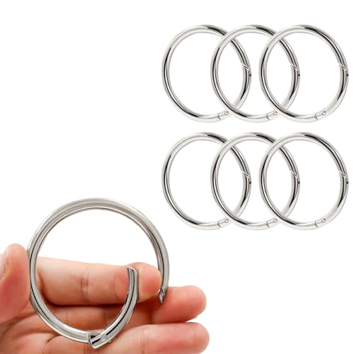 Augiimor Robuste Feder-O-Ringe, hochwertige Zinklegierung, runde Federklammern, starke Metall-Spaltringe für Geldbörsen, Schlüsselanhänger und Handtasche (Silber, Innendurchmesser: 35 mm, von Augiimor