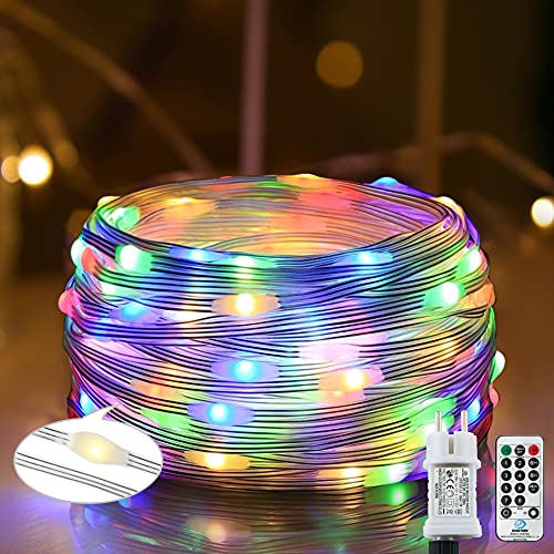 220 LED Lichterkette außen， 25M/8 Modi, PVC wasserdichte lichterketten, mit Timing-Fernbedienung und Intelligenter Stecker, für drinnen/draußen, Weihnachtsfeiern, balkon, Hochzeiten, Partys. von Augone