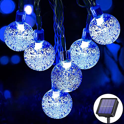 Solar Lichterkette aussen, 50LED 23ft 8 Modi Solar Kristall Kugeln wasserdicht Außer/Innen Lichter Beleuchtung für Garten, Bäume, Terrasse, Weihnachten, Hochzeiten, Partys(blau) von Augone