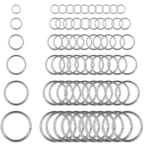 Augshy 60 Stück Schlüsselring DIY Schlüsselanhänger Zubehör Runde Schlüsselringe für Schlüssel und Handwerk(12 mm,15 mm,20 mm,25 mm,28 mm,30 mm) von Augshy