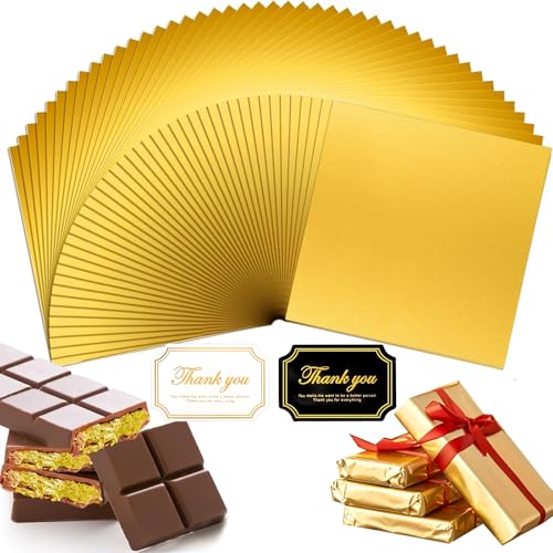 Auiremrti 100 Stück Goldfolie Verpackung Für Dubai Schokolade,120 Luxus-Etiketten,19x16 cm Alufolie,Für Aufbewahrung Dubai Schokolade Und Geschenkverpackungen von Auiremrti