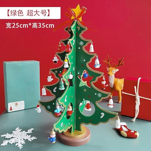 Adventskalender 2024 Hölzerner Weihnachtsbaum und 29 Ornamenten,Mini-Weihnachtsbaum aus Holz,Weihnachtsbaum Mini kleine Tisch hölzerne Deko Ornamente,für Kinder Geschenk,Inneneinrichtungen von Auirshiky