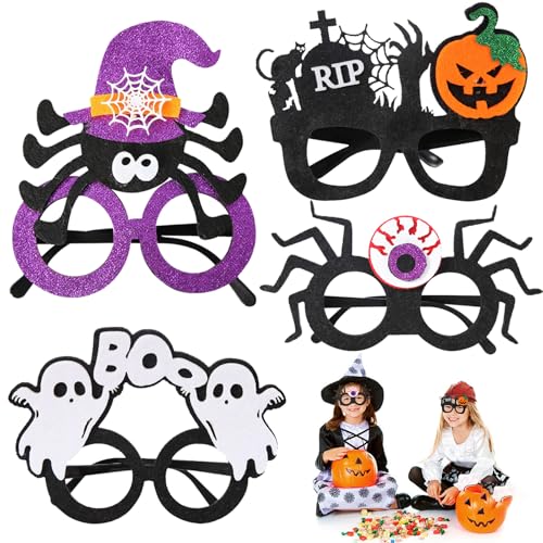 Auirshiky Halloween Party Brillen 4 Stücke Halloween Brille Halloween Party Papier Brillen Lustige Brille Foto Requisiten Lustige Brillengestelle Für Karneval Maskerade Requisiten Cosplay von Auirshiky