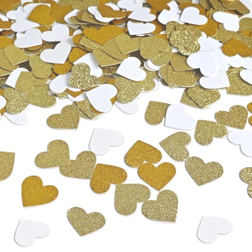 Valentinstag Herz Konfetti, 300pcs Valentinstag Glitzer Papier Konfetti für Valentinstag Hochzeit Brautdusche Junggesellinnenabschied Dekoration (Golden) von Aukolass