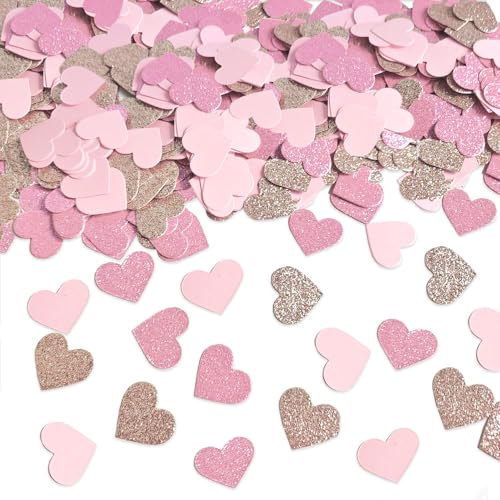 Valentinstag Herz Konfetti, 300pcs Valentinstag Glitzer Papier Konfetti für Valentinstag Hochzeit Brautdusche Junggesellinnenabschied Party Dekoration (Rosa) von Aukolass