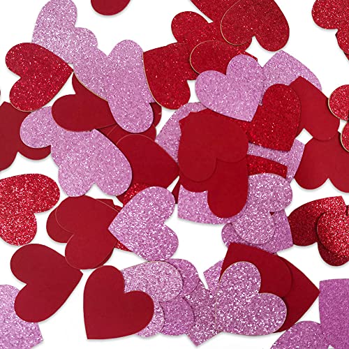 Valentinstag Herz Konfetti, 300pcs Valentinstag Glitzer Papier Konfetti für Valentinstag Hochzeit Brautparty Junggesellenabschied Dekoration (Rot) von Aukolass