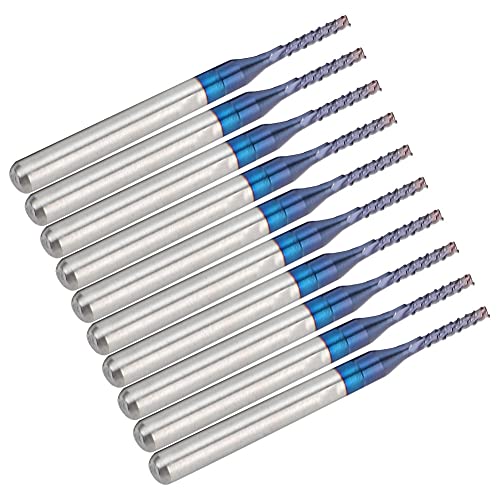 1,0 Mm, 10pcs Carbid-Router Schneiden von Bit Blue Corn End Mill Gravur für CNC-Leiterplattenmaschinen mit Sauberer Fräsfrüchte und Burr-freier Kante für PCB, SMT, CNC, Schimmel, von Aumotop