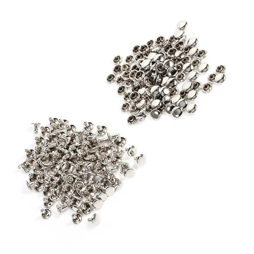 100 Sets 8 X 8 Mm Doppelkappennieten aus Metall Zum Basteln von Taschen, Schuhen, Hüten, Hosen, Armbändern [Basteldekoration] (Silber) von Aumotop