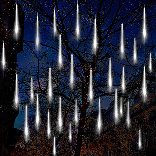 Auniq LED Meteorschauer Regen Lichter Meteor Lichterkette Außen Wasserdichte Schneefall Lichterketten 30cm 10 Tube Schnur 240 LED Fallende Regen Lichterfür Dekoration Garten Hochzeit Weihnachten Party von Auniq