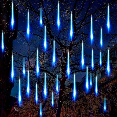 Auniq LED Meteorschauer Regen Lichter Meteor Lichterkette Außen Wasserdichte Schneefall Lichterketten 30cm 10 Tube Schnur 240 LED Fallende Regen Lichterfür Dekoration Garten Hochzeit Weihnachten Party von Auniq