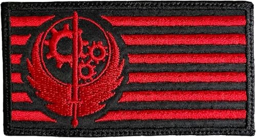 Fallout 4 Brotherhood of Steel Flag Patch – lustiger taktischer Moral, bestickter Aufnäher, Hakenverschluss, Rückseite schwarzer Hintergrund von Aunuo