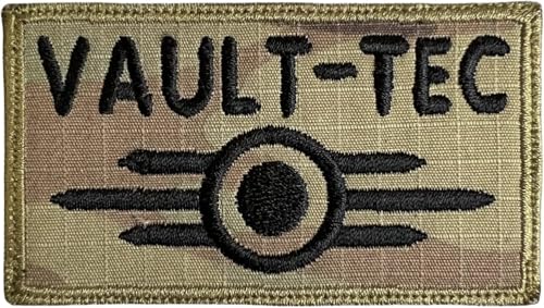 Fallout Vault TEC Patch Multicam OCP – lustiger taktischer Militärmoral, bestickter Aufnäher, Hakenverschluss, Rückseite, Camouflage/Schwarz von Aunuo