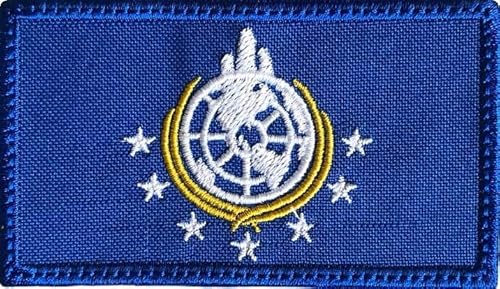 Super Earth Flag Helldivers 2 – lustiger taktischer Militärmoral, bestickter Aufnäher, Hakenverschluss, Rückseite blauer Hintergrund von Aunuo