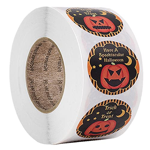 500 Stück Halloween Aufkleber Handgemachte,Selbstklebend Aufkleber Etiketten Rolle Abdichtung Klebeetiketten Kürbisse Sticker Label,Halloween Geschenkaufkleber für Backen Geschenktüten Hochzeit (C) von Aunye