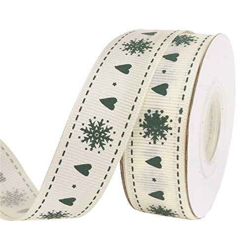 Aunye Geschenkband Weihnachtsbänder Weihnachtsbogen Band - 2 cm Breite, 9 M Länge Breite Wickelband Geschenk Wickelbänder für Schleifen Schneeflocken Satin Craft Nähen Winter Holiday Stoffband (A) von Aunye