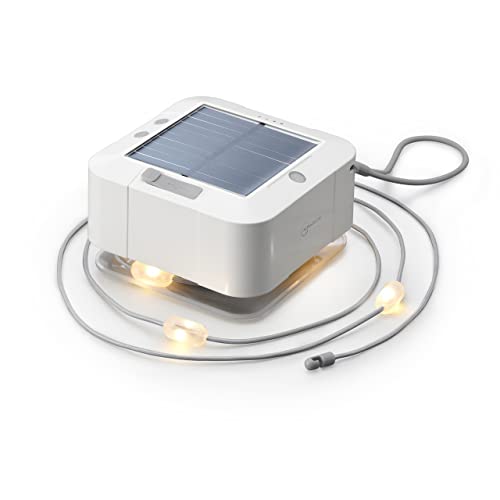 Auraglow Solar- & USB-LED-Lichterkette für den Außenbereich, wiederaufladbarer Akku, integrierte Taschenlampe & Powerbank, ideal für Camping, Zelt, Pavillon, Sonnenschirm & Gartenbeleuchtung, Weiß von Auraglow