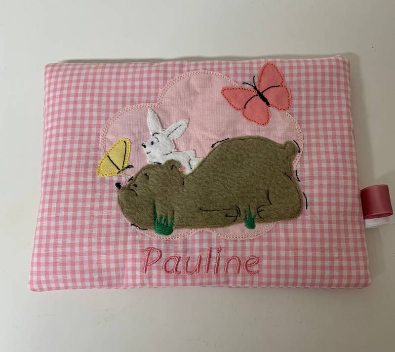 Körnerkissen Mit Bär Und Hase Rosa Kariert Personalisiertes Geschenkgeschenk Zur Geburtgeschenk Taufe Wärmekissen von AureaArtisShop