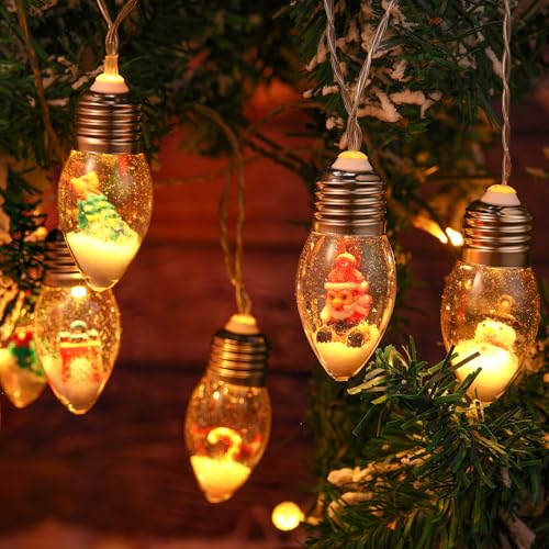 Aurelema Weihnachts-Lichterkette, 2 m, 10 LEDs, Schneekugel-Lichter mit Baum, Schnee, niedliche Ornamente, Weihnachtsschlafzimmer-Dekoration für Weihnachtsbaum, Kaminsims, Zuhause, batteriebetrieben von Aurelema