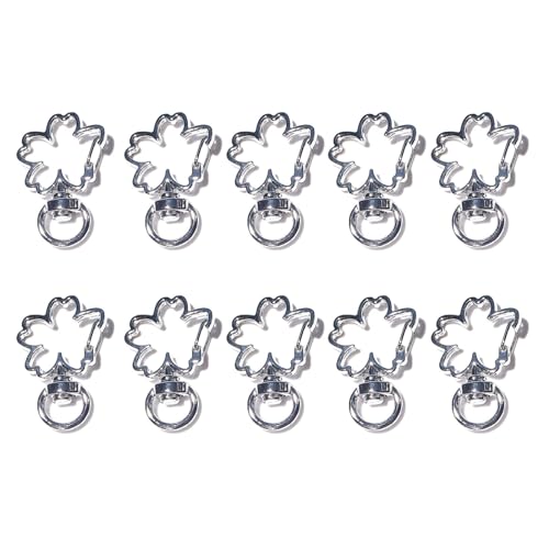 10 x Herzförmige Karabinerverschlüsse, Blumen-Wirbel, Schlüsselanhänger, Metall-Karabiner, unregelmäßige Form, Schlüsselanhänger zum Basteln von Aurgiarme