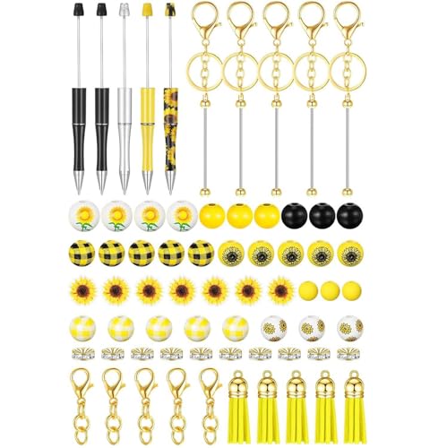 5 Sets Perlenstift Schlüsselanhänger Lederfransen Handgefertigtes Praktisches Holzperlen Schmuckstift Zubehör von Aurgiarme
