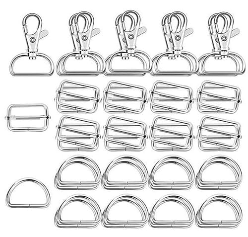 60 Stück Metallhaken Praktische D-Ringe Set Handtasche Schiebeschnallen Drehbare Karabinerverschlüsse für Schlüsselanhänger von Aurgiarme
