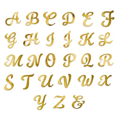 Aurgiarme 26 Stück goldene Alphabet-Kuchenaufsätze, verspiegelte goldene Buchstaben-Picker für Namens-Kuchendekorationen von Aurgiarme