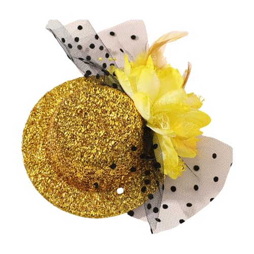 Aurgiarme Fascinator aus gefiedertem Netzstoff, mit Blume, für Cocktails, Partys, Verkleidungen, Accessoires, Karneval, Party, Kopfbedeckung von Aurgiarme