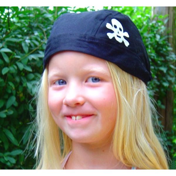 schwarzes Piratenkopftuch mit kleinem Totenkopfemblem, 1 Stück von Aurich